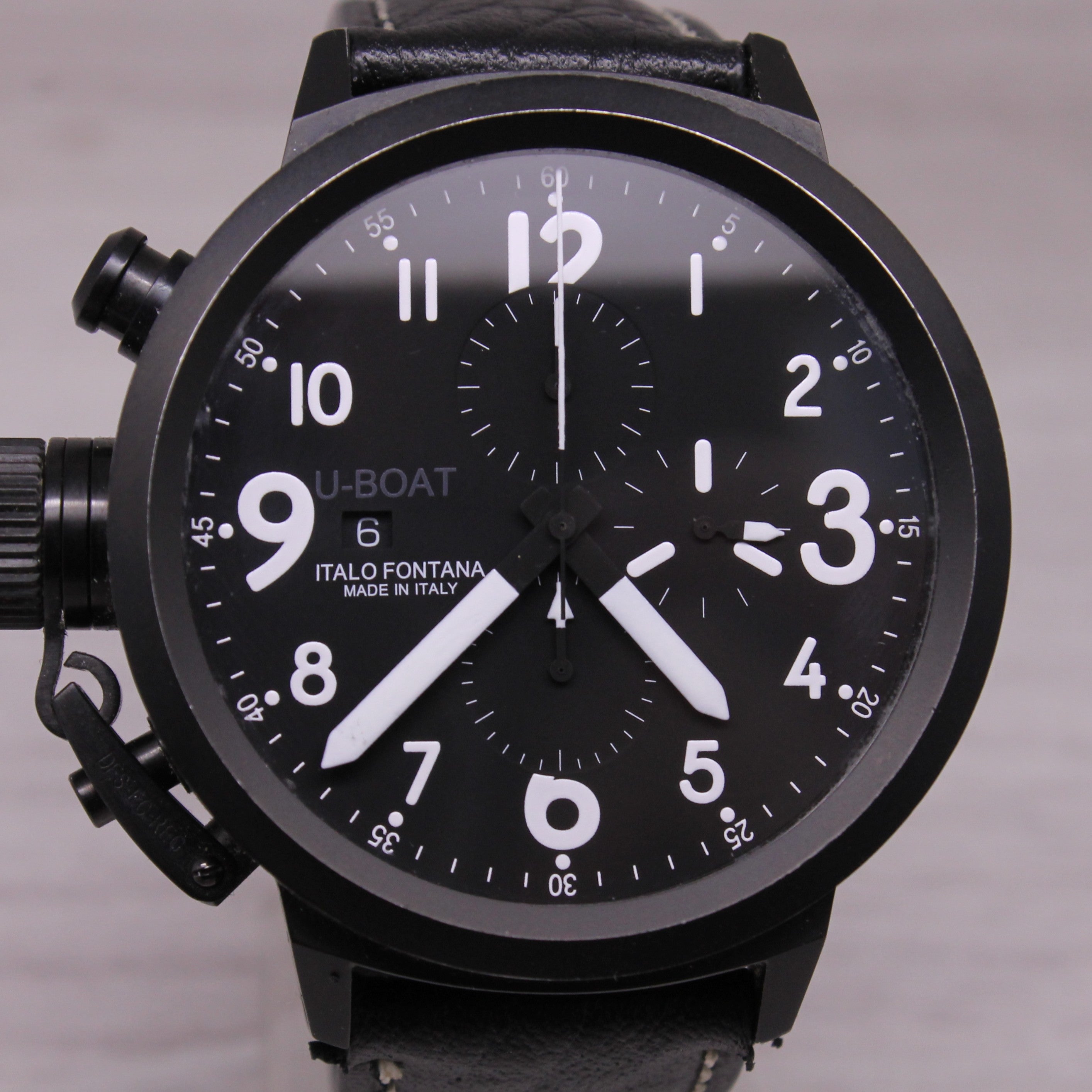 U-BOAT Flightdeck Mens 50mm Black PVD Chronograph Watch U-7750/50 w/ Box Strap