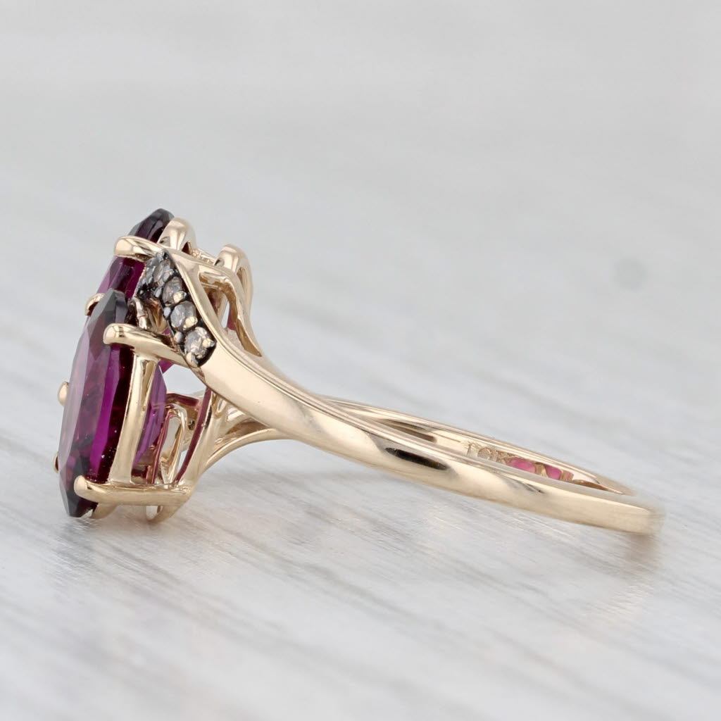 Light Gray 2.56ctw Garnet Diamond Bypass Ring 10k Yellow Gold Size 5.25