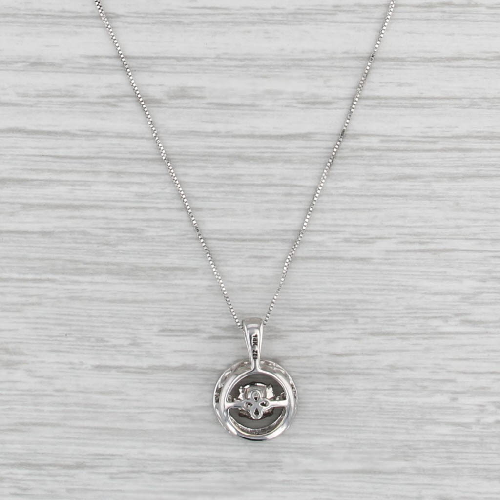 0.65ctw Diamond Floating Halo Pendant Necklace 14k White Gold 18" Box Chain