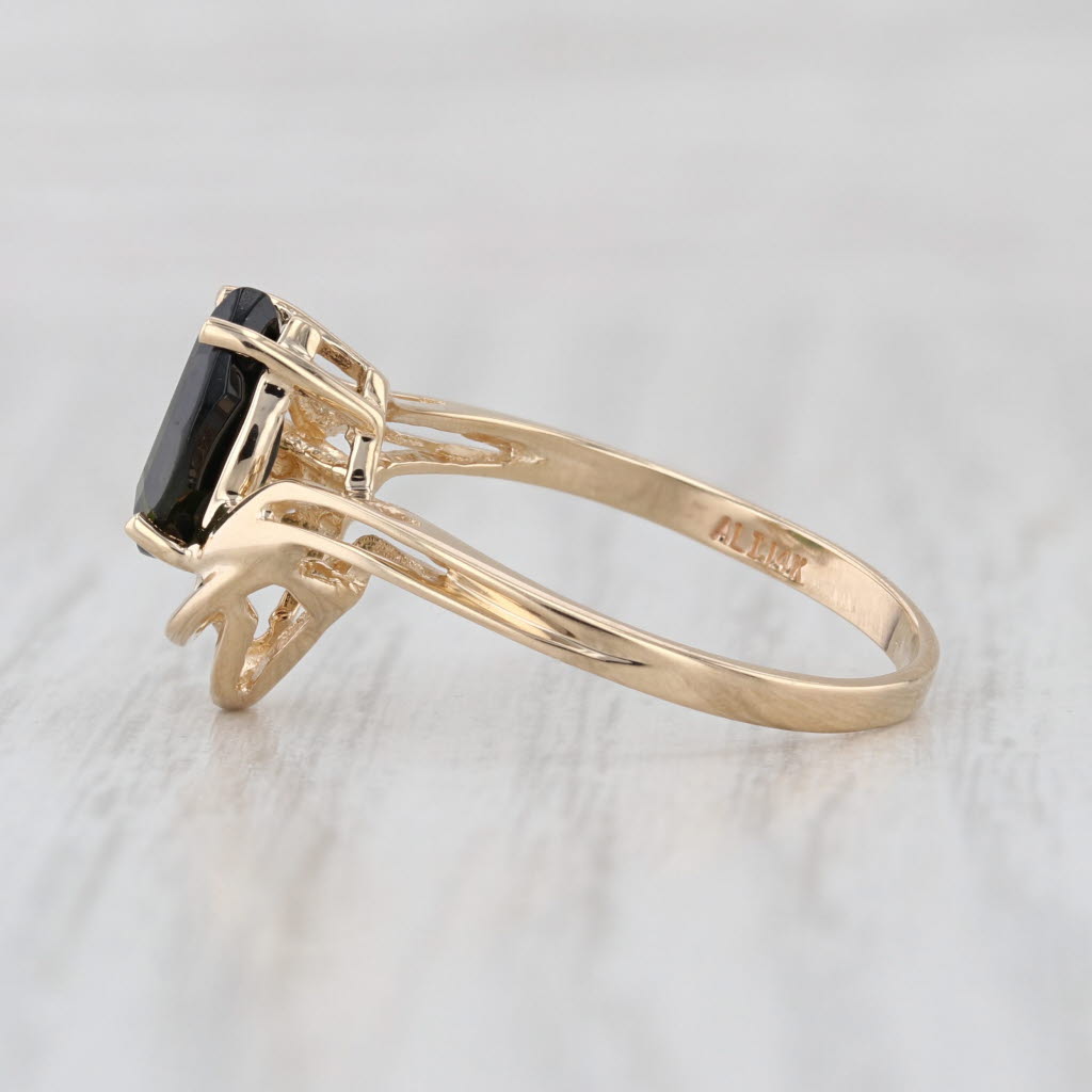 1.52ctw Green Tourmaline Diamond Bypass Ring 14k Yellow Gold Size 7.25