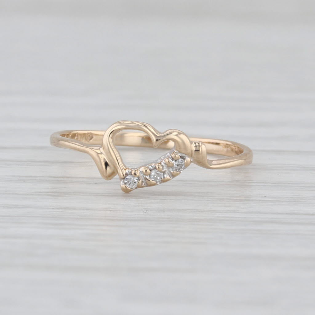 Diamond Accented Open Heart Ring 14k Yellow Gold Size 6