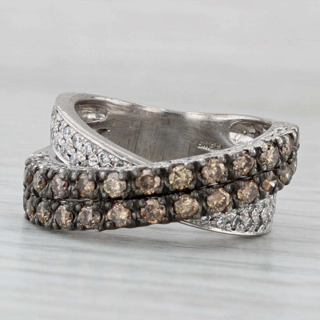 Gray 1.37ctw Diamond Overlay Ring Argyle Champagne White Diamonds 18k Gold Size 6