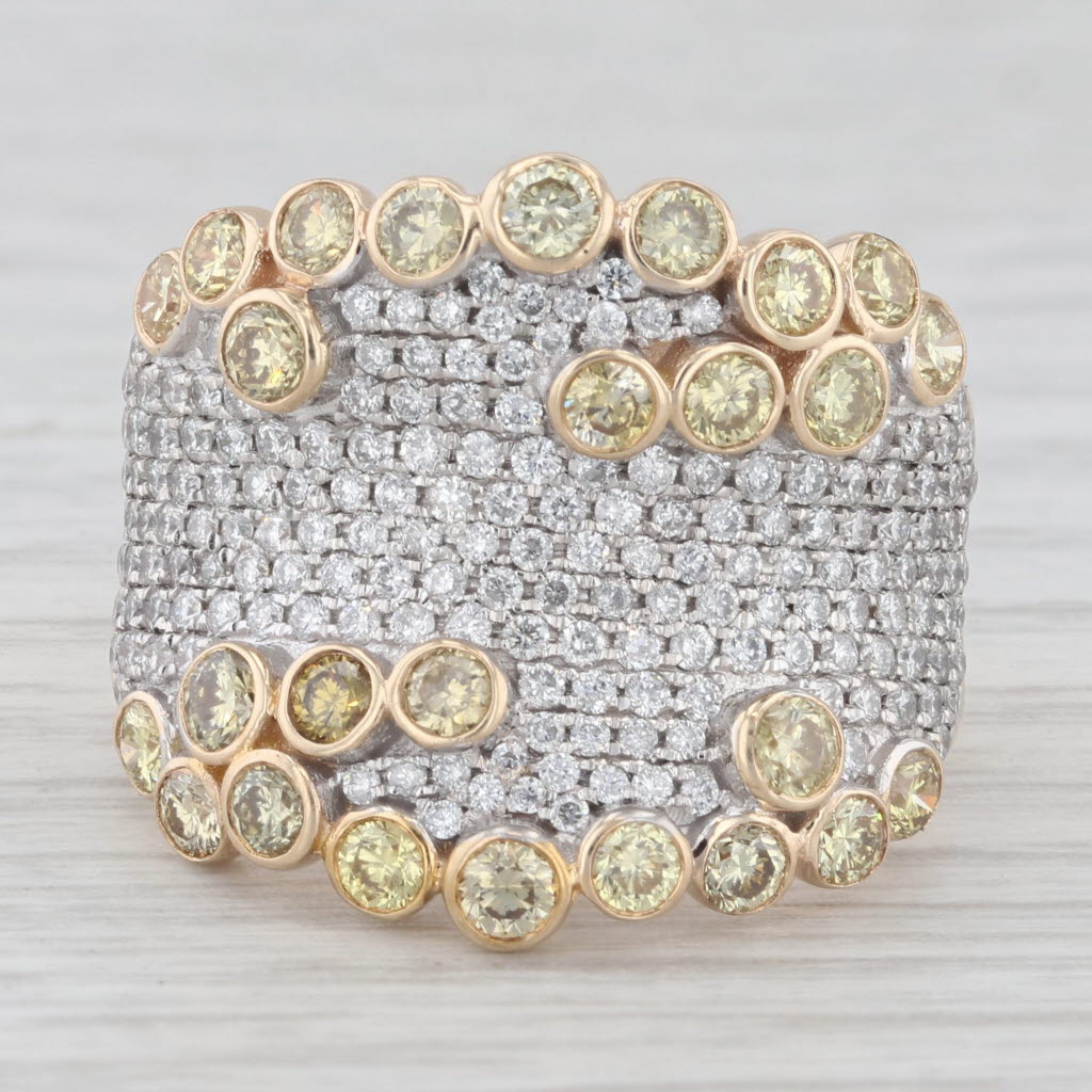 Light Gray Kallati 2.08ctw White Yellow Pave Diamond Ring 14k Yellow Gold Size 7.75