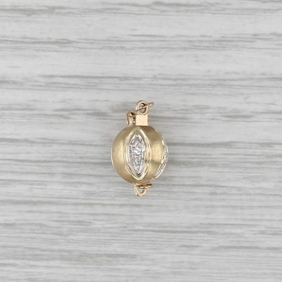 Vintage Diamond Accented Bead Clasp 14k Gold Findings Jewelry Making Repair