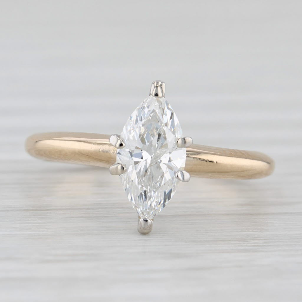 Light Gray 0.75ct Marquise Diamond Solitaire Engagement Ring 14k Yellow Gold Size 4.25