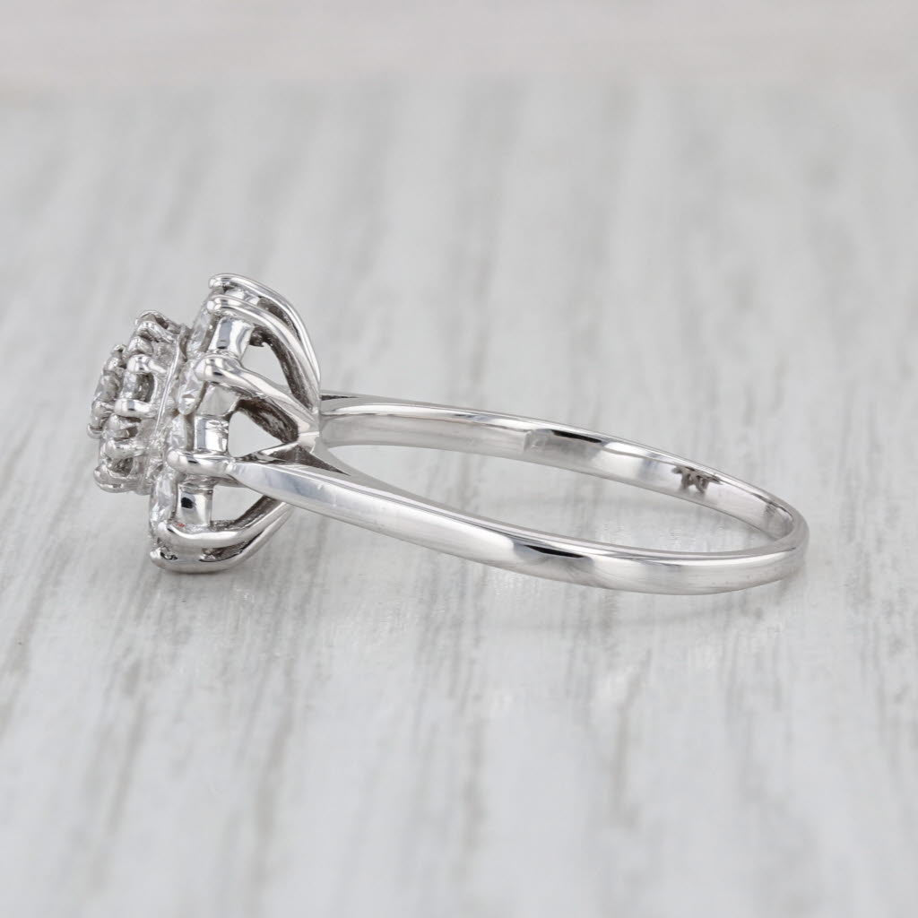 1.26ctw Diamond Flower Cluster Ring 14k White Gold Size 10.25