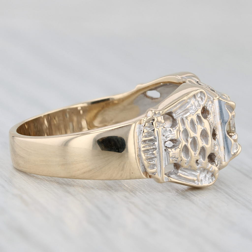 Light Gray 0.20ctw Diamond 32nd Degree Eagle Ring 10k Gold Size 9.75 Masonic Signet