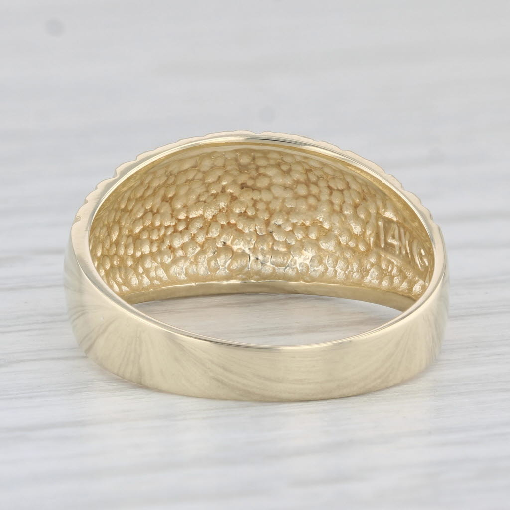 Light Gray Beveled Textured Ring 14k Yellow Gold Size 8 Band