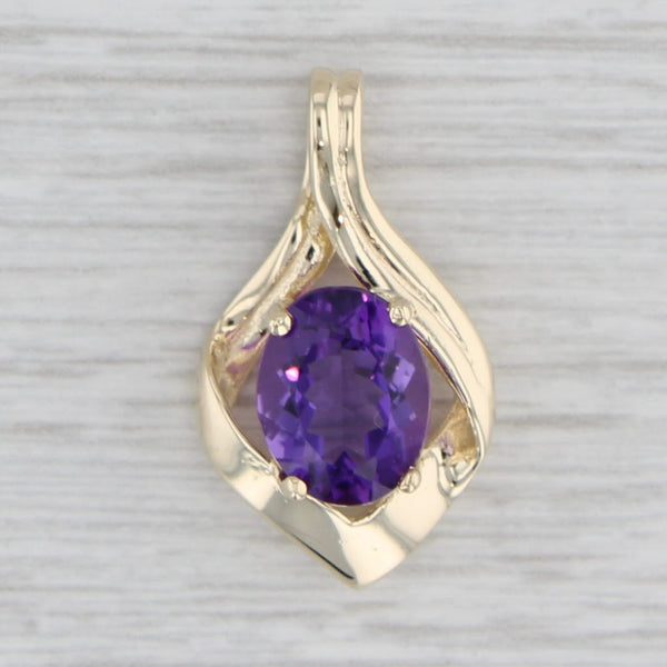 Gray 2.20ctw Oval Amethyst Solitaire Pendant 14k Yellow Gold