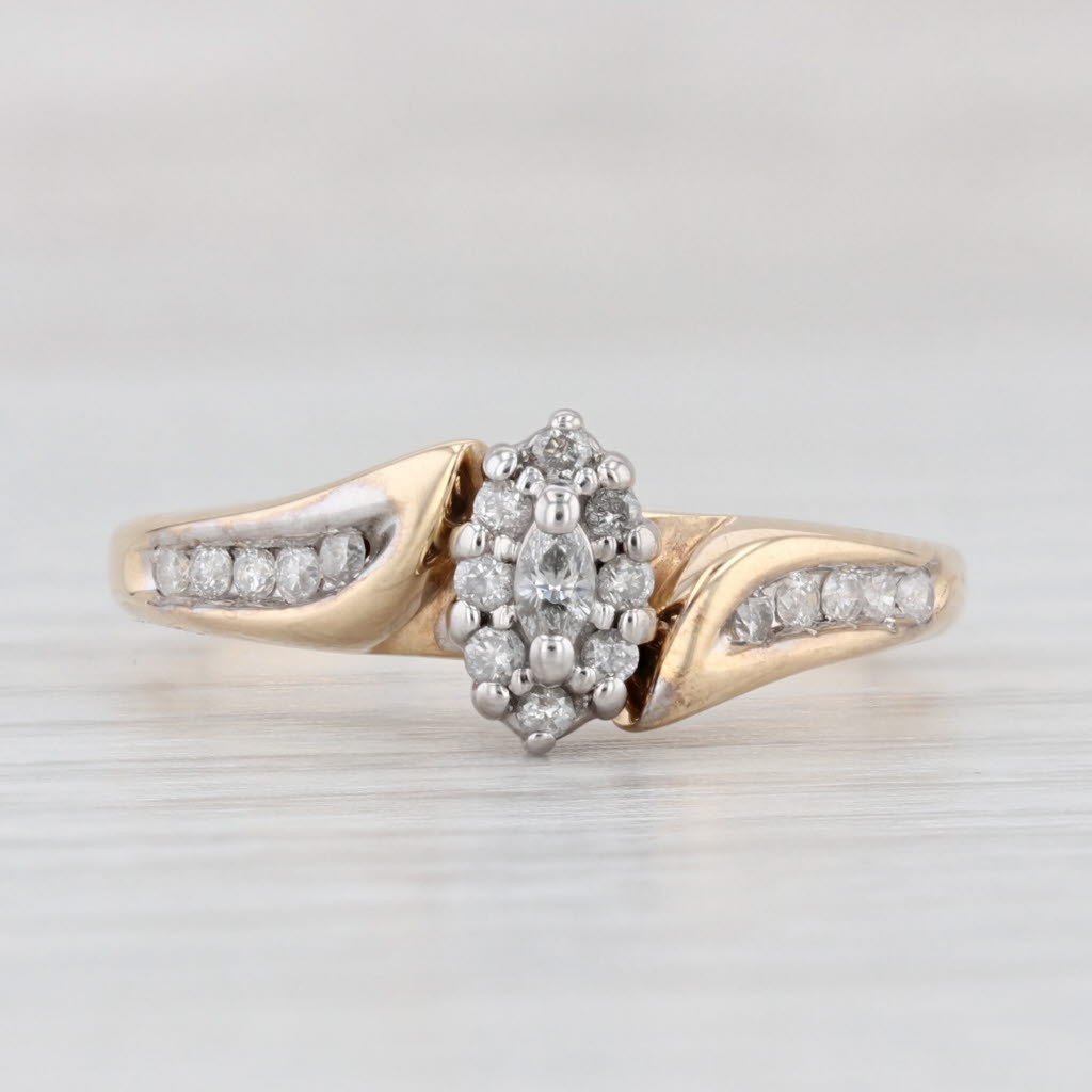 Light Gray 0.25ctw Diamond Cluster Halo Ring 10k Yellow Gold Size 8.5 Engagement