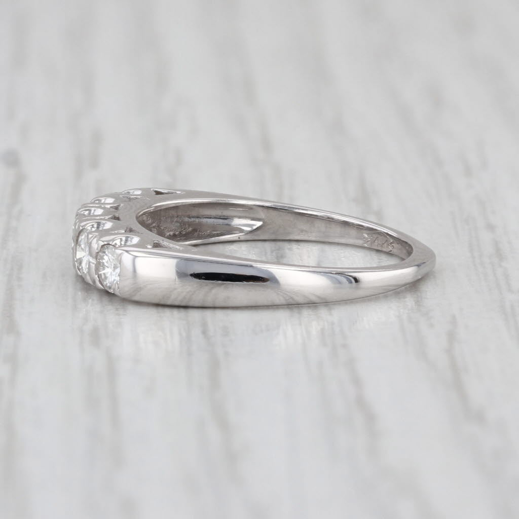 Vintage 0.47ctw 5-Stone Diamond Wedding Band 14k White Gold Size 6.5