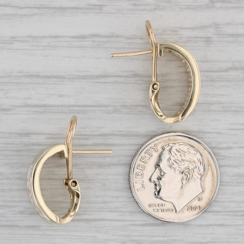 Gray 0.76ctw Diamond Journey J-Hook Earrings 10k Yellow Gold Omega Backs