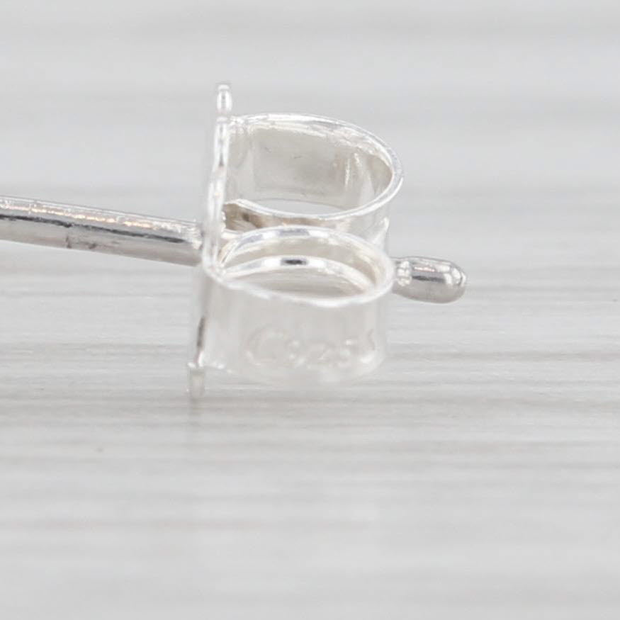 Light Gray Round Diamond Halo Stud Earrings Sterling Silver