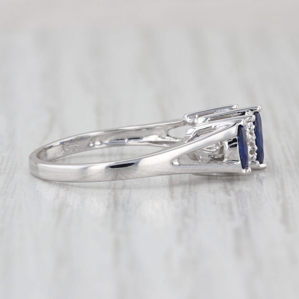 0.68ctw Lab Created Sapphires Diamond 3-Stone Ring 10k White Gold Size 7.25