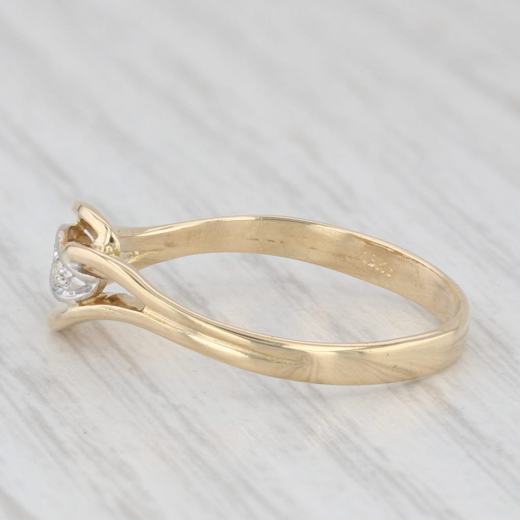 Light Gray Diamond Bypass Ring 18k Yellow Gold Size 7.25