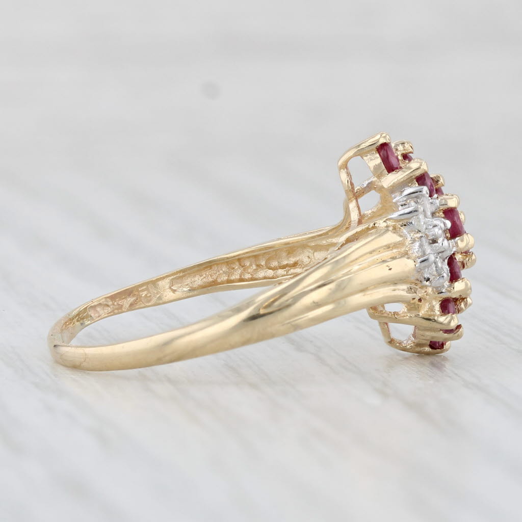 Light Gray 0.82ctw Ruby Diamond Cluster Ring 10k Yellow Gold Size 9