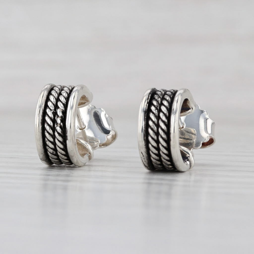David Yurman Small Hoop Cable Earrings Sterling Silver Studs
