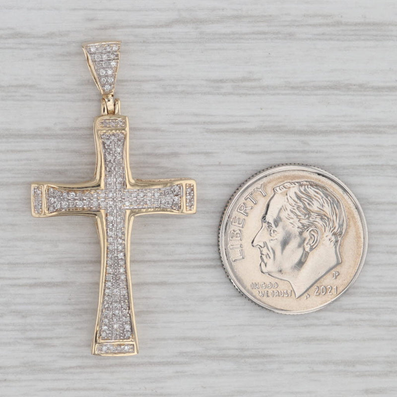 0.10ctw Diamond Cross Pendant 10k Yellow Gold Religious Jewelry
