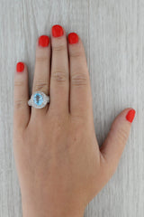Rosy Brown 4.10ctw Blue Topaz Diamond Halo Ring 10k White Gold Size 7