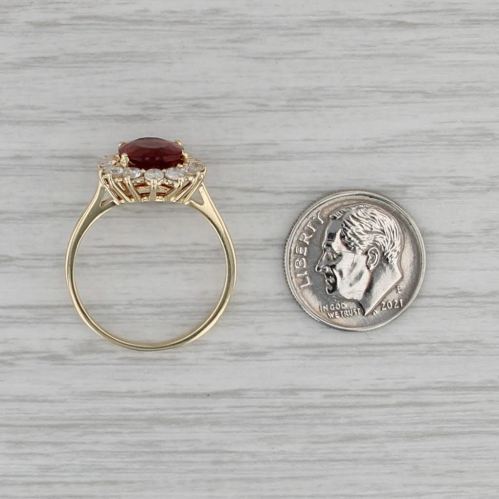 3.05ctw Red Andesine Diamond Halo Ring 14k Yellow Gold Size 9