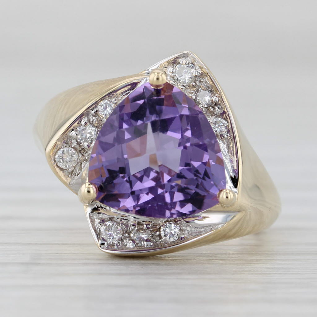 Gray 3.65ctw Amethyst Diamond Ring 14k Yellow Gold Size 6.25 Cocktail