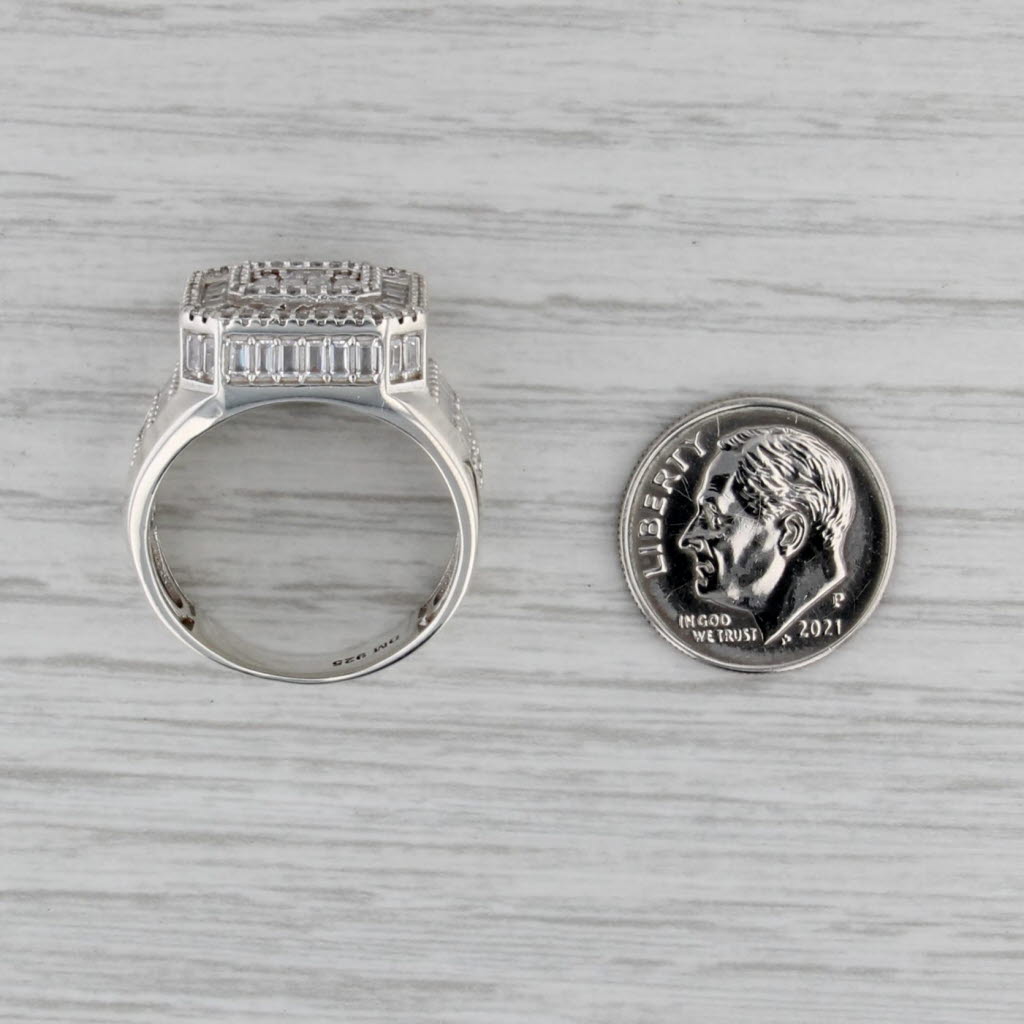 3.40ctw Cubic Zirconia Halo Ring Sterling Silver Size 9