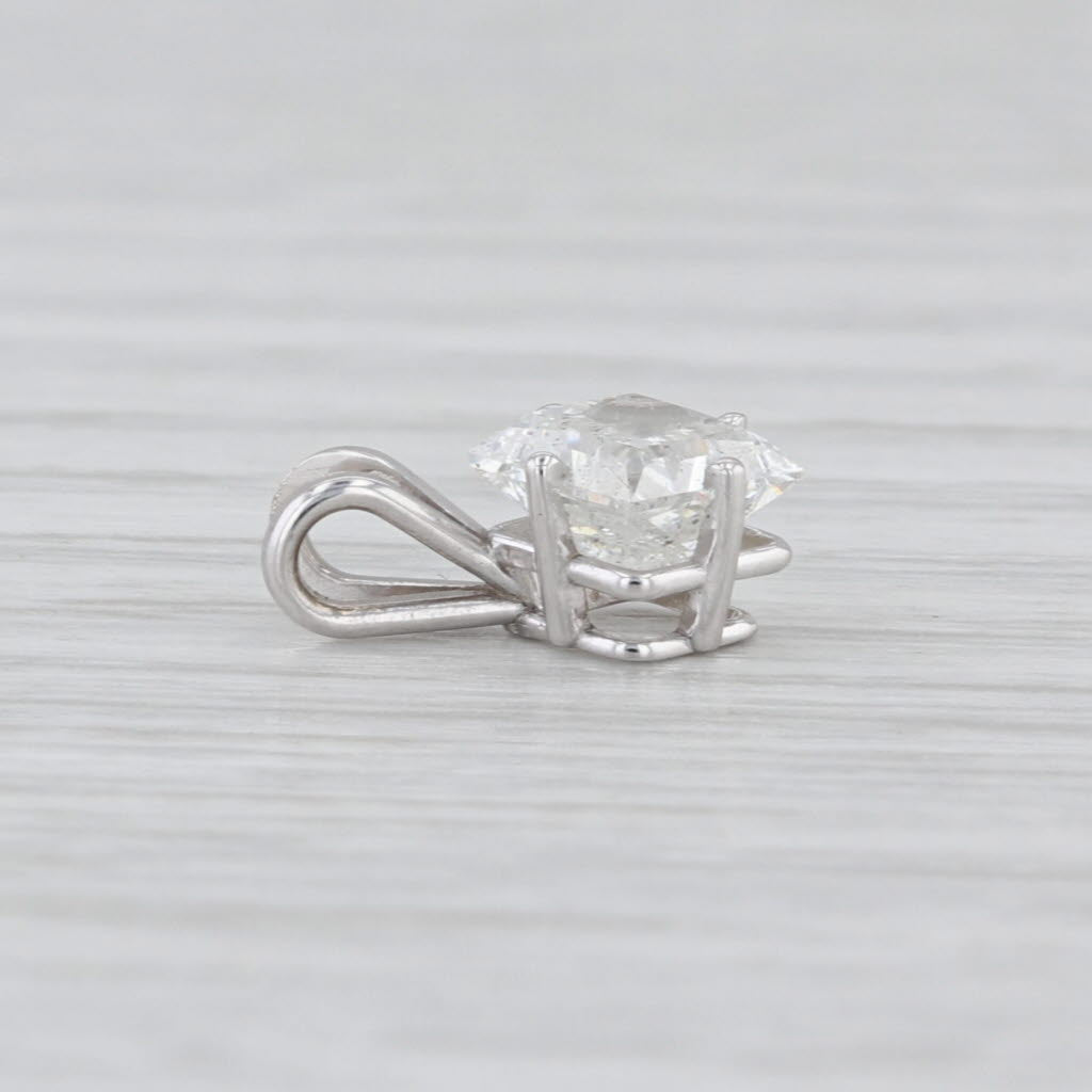 New 1.09ct Princess Solitaire Pendant 14k White Gold Small Drop