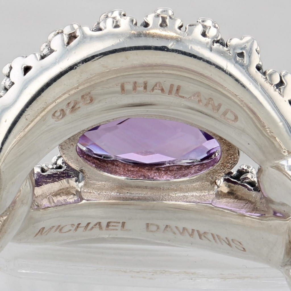 Gray Michael Dawkins 1.80ctw Amethyst Ring Sterling Silver Size 8 Statement