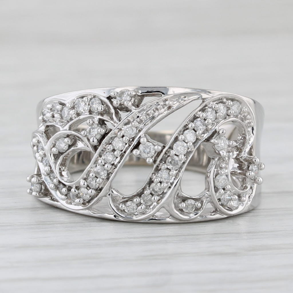 Light Gray 0.32ctw Diamond Cocktail Ring 14k White Gold Size 7.25