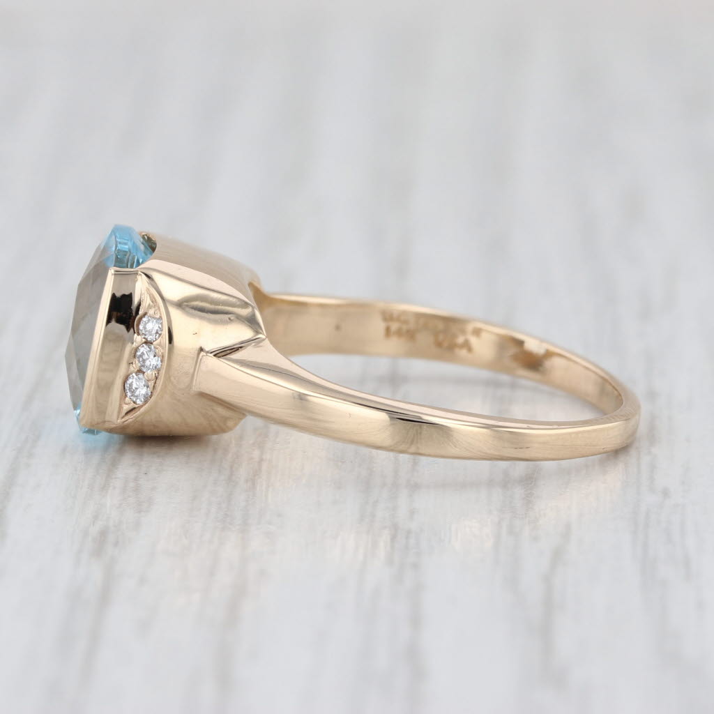 3.22ctw Blue Topaz Diamond Ring 14k Yellow Gold Size 8.5 OC Tanner