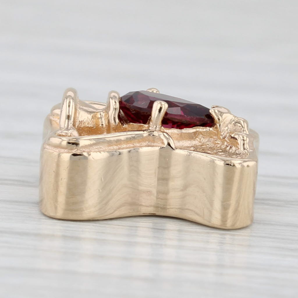 Light Gray 0.84ct Pear Garnet Slide Bracelet Charm 14k Yellow Gold Vintage Goldman Kolber