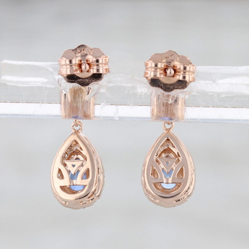 Le Vian Blue Sapphire Diamond Halo Teardrop Earrings 14k Rose Gold
