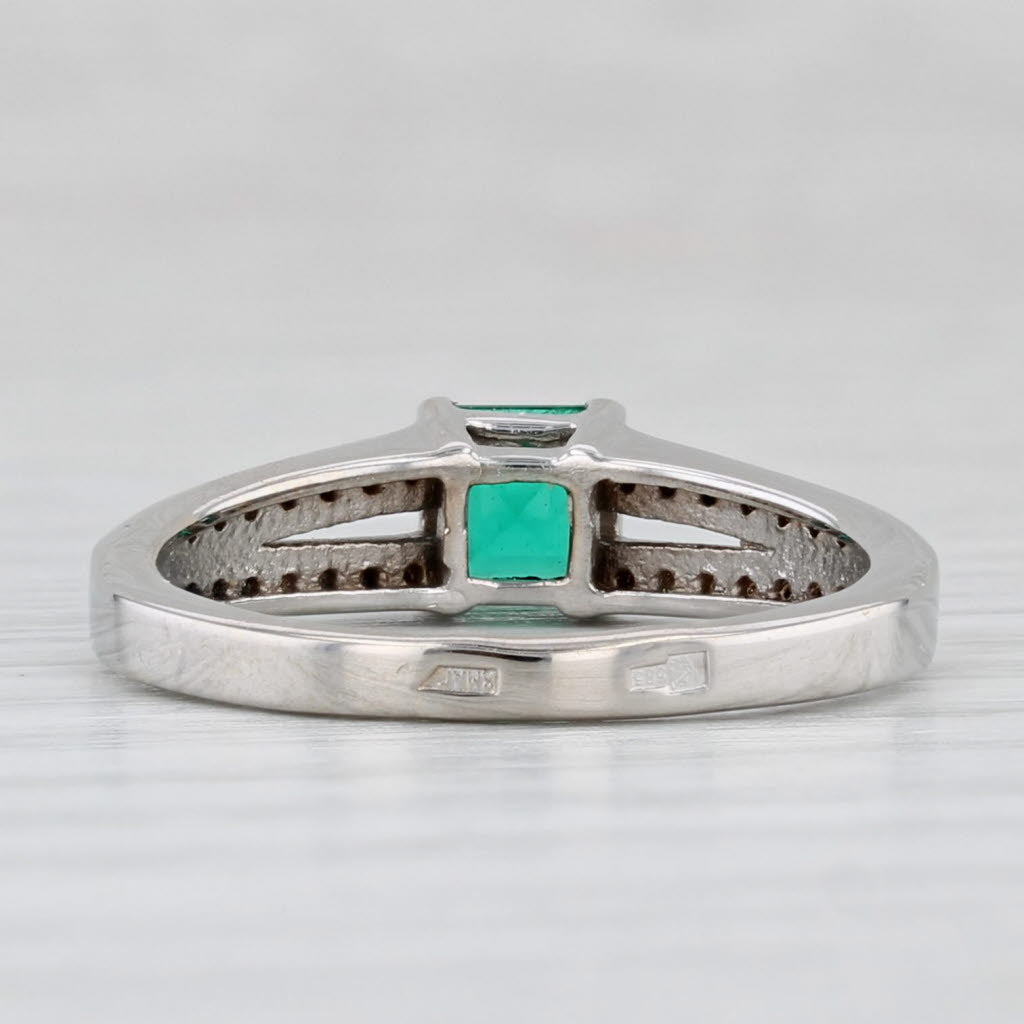 Light Gray 0.56ctw Emerald Diamond Ring 14k White Gold Size 6 Engagement Style