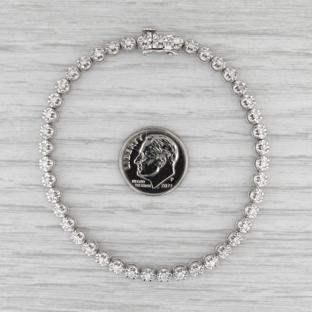 0.90ctw Diamond Tennis Bracelet 10k White Gold 7" 4mm