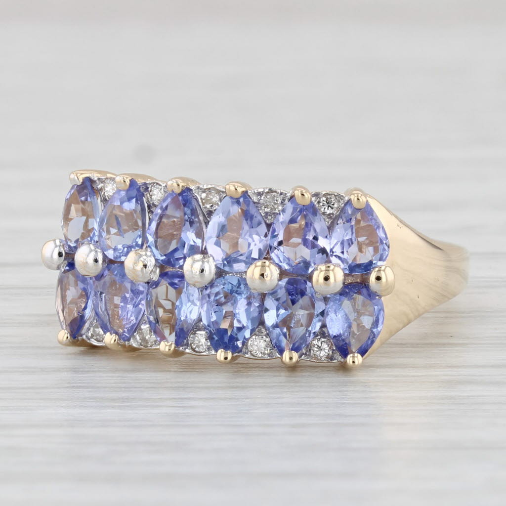 Light Gray 2.07ctw Tanzanite Diamond Cluster Ring 14k Yellow Gold Size 6