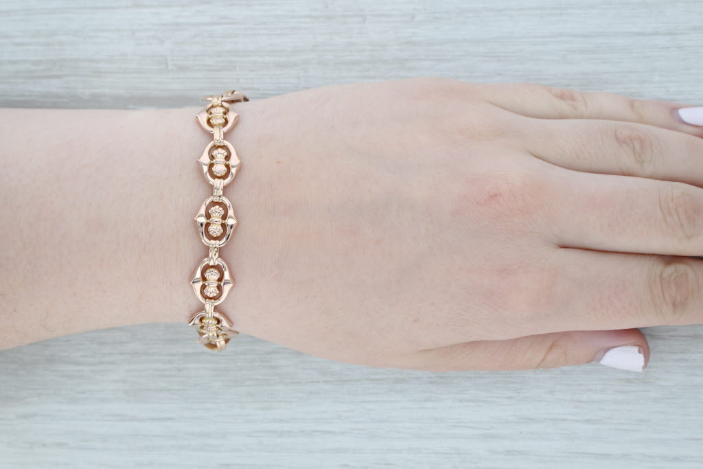 Gray Anchor Mariner Bracelet 18k Rose Gold 7.75" 12.2mm