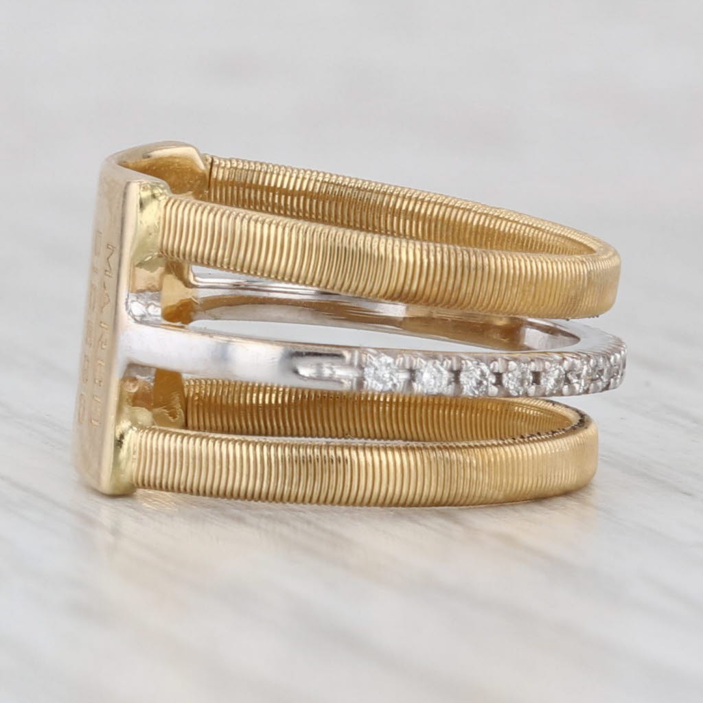 Marco Bicego Masai Three Row 0.16ctw Diamond Ring 18k Yellow White Gold Sz 6.75