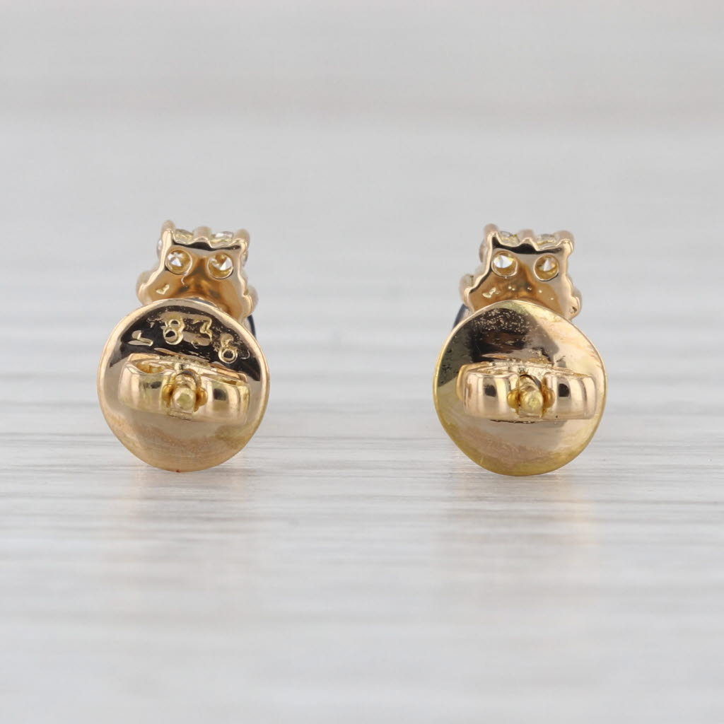 1.48ctw Blue Sapphire Diamond Stud Earrings 18k Yellow Gold Studs