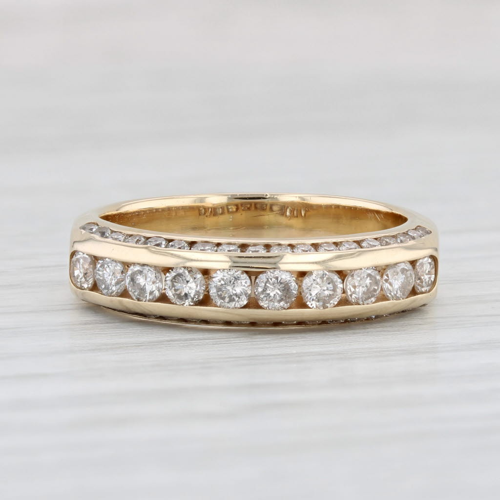 Light Gray 0.88ctw Diamond Wedding Band 14k Yellow Gold Sz 7.75 Anniversary Stackable Ring