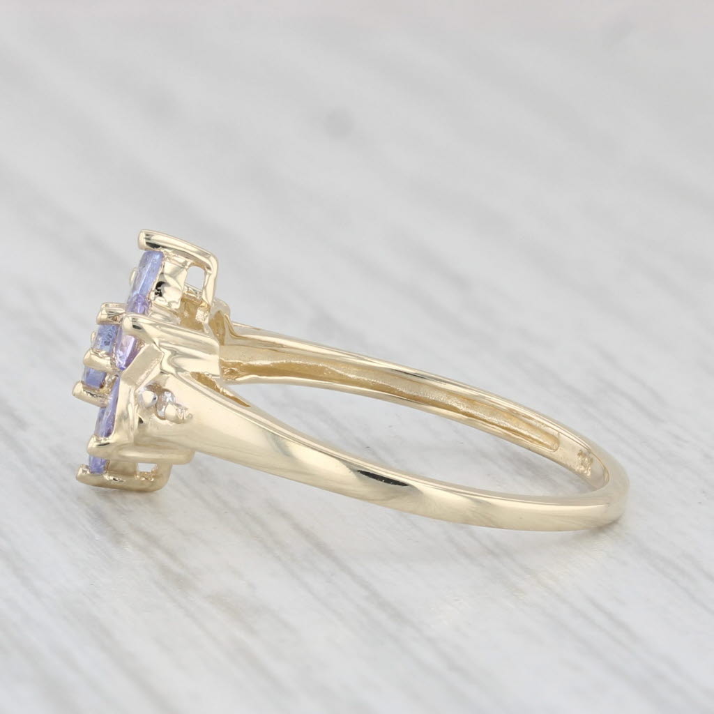 Light Gray 0.75ctw Tanzanite Flower Ring 10k Yellow Gold Size 5