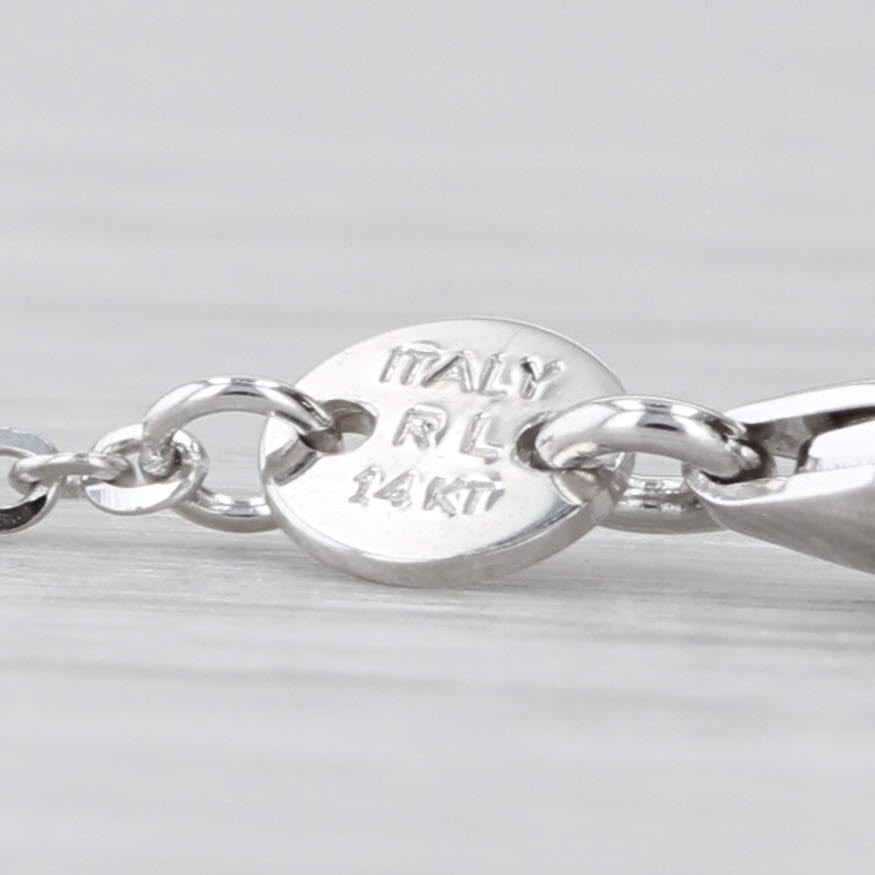 Cable Chain Necklace 14k White Gold Adjustable up to 24" 0.9mm