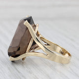 Light Gray 30.10ct Smoky Quartz Ring 14k Yellow Gold Size 7.5 Large Oval Solitaire Cocktail
