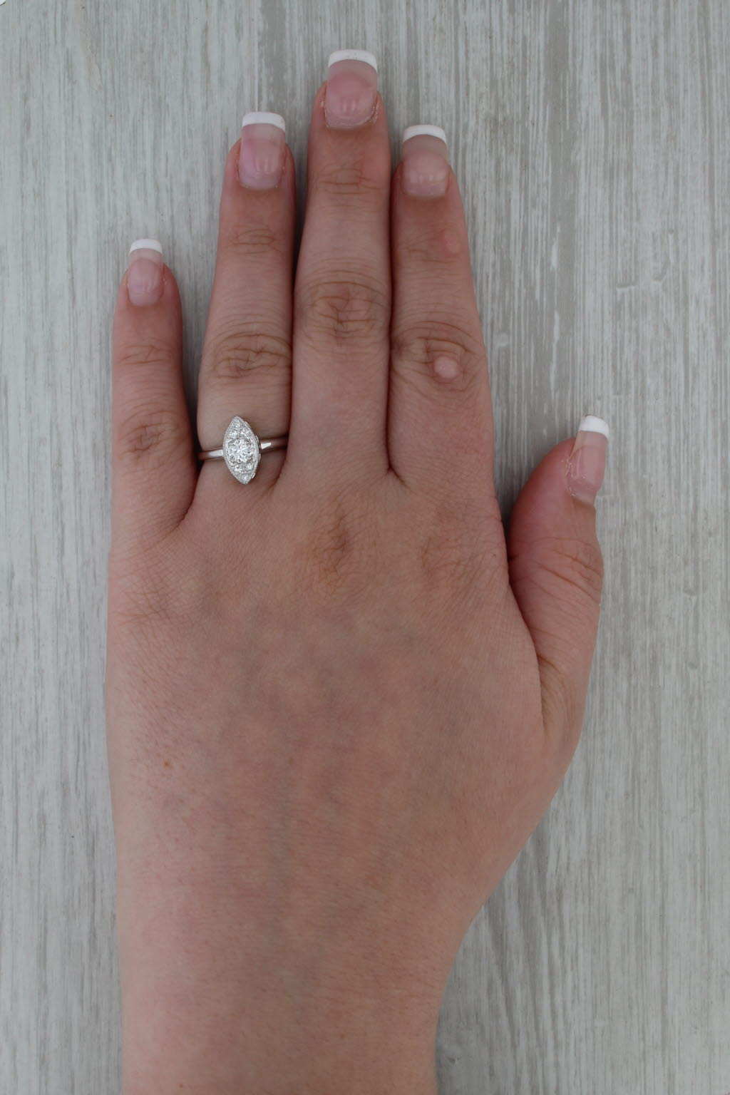 Vintage 0.33ctw Transitional Diamond Engagement Ring 14k White Gold Size 6.25