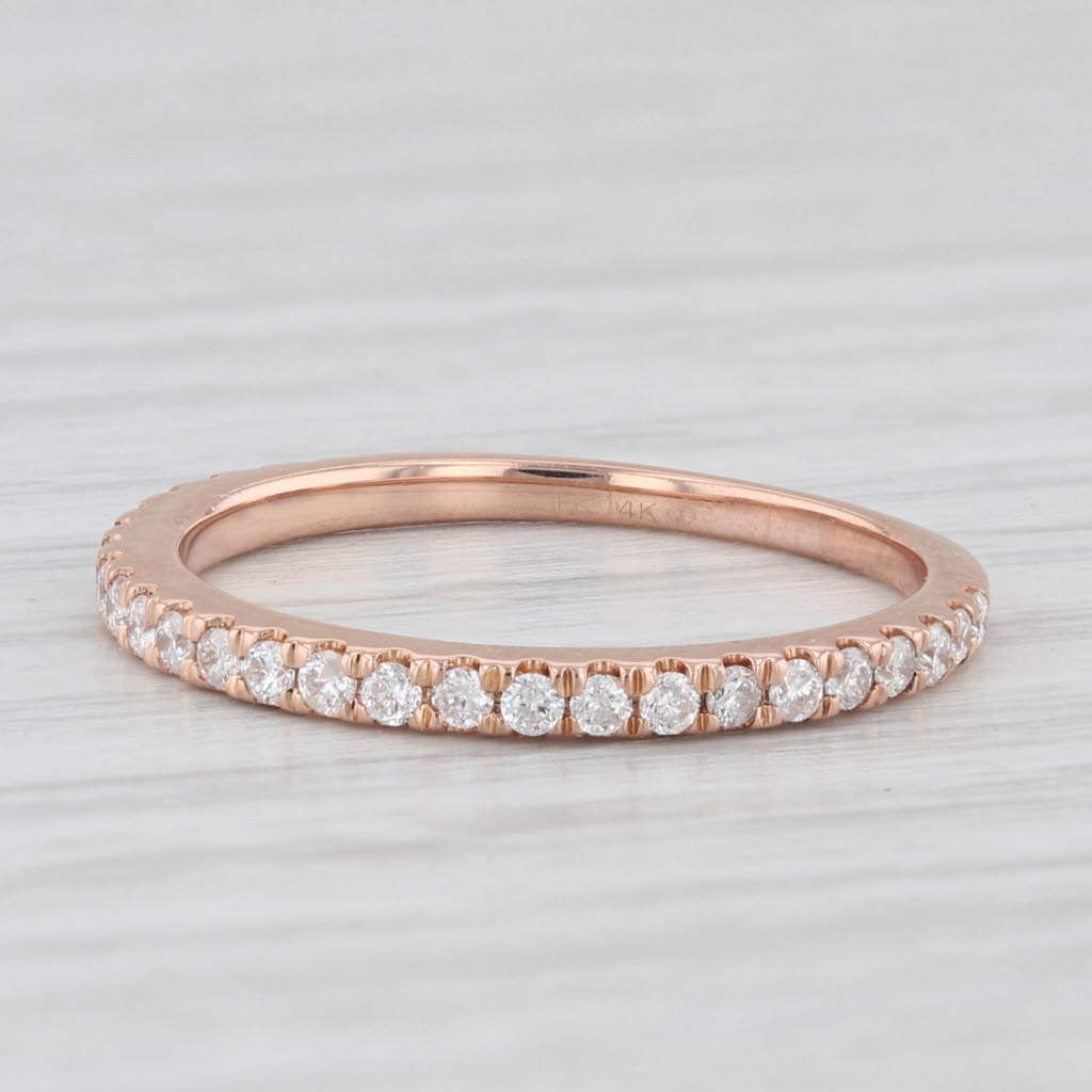 Light Gray 0.33ctw Diamond Wedding Band 14k Rose Gold Size 6 Stackable Anniversary