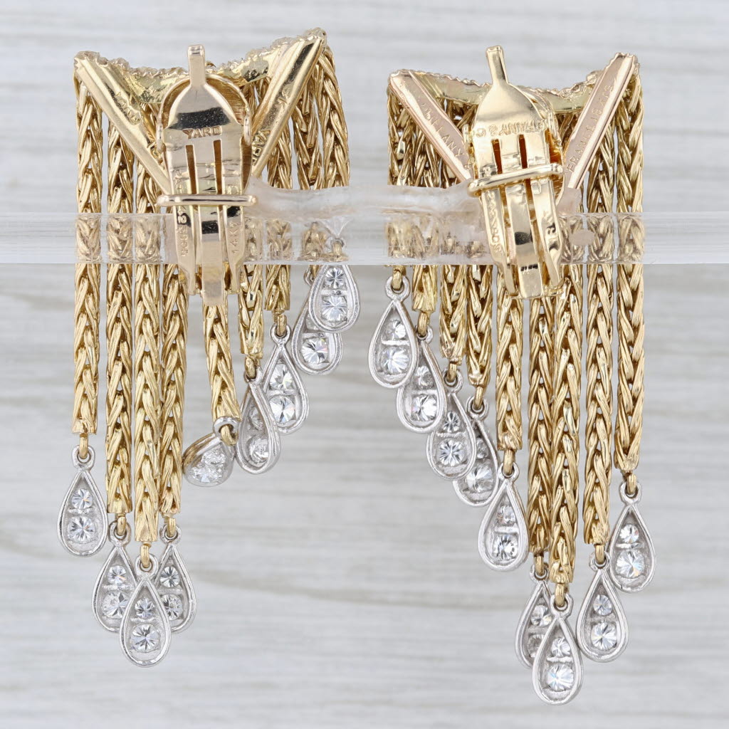 Tiffany & Co Yard 1.24ctw Diamond Fring Chandelier Earrings 18k 14k Gold Clip On
