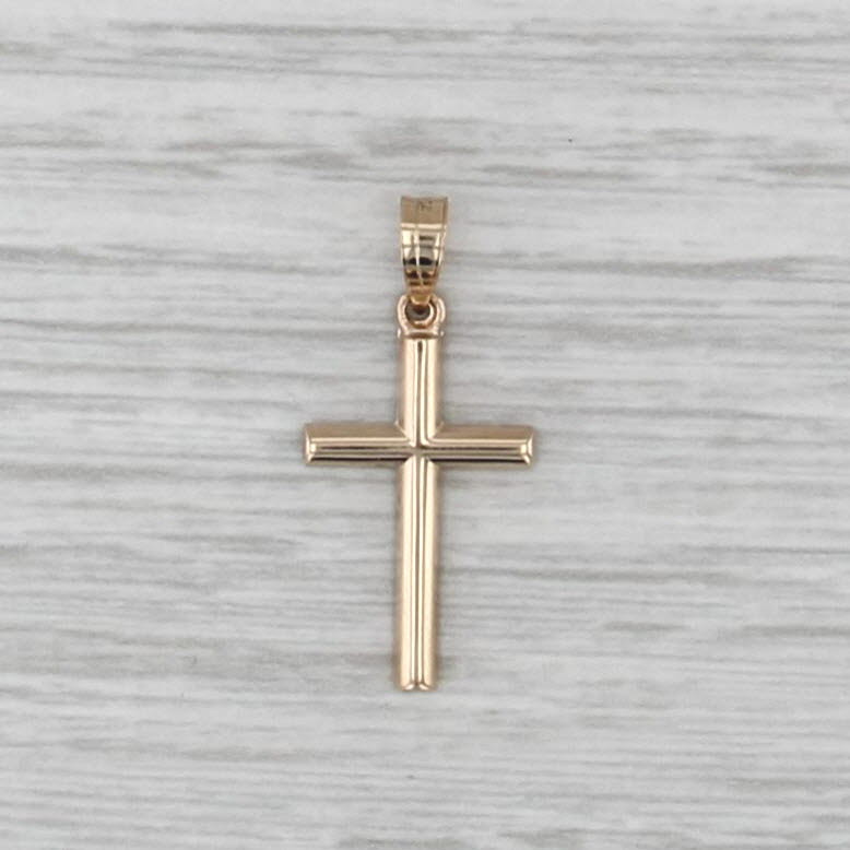 New Small Cross Pendant 14k Yellow Gold Religious Jewelry