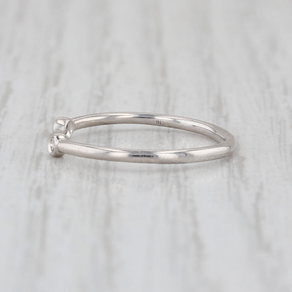 Diamond Open Top Ring 14k White Gold Size 5.5 Adjustable Size Stackable Band