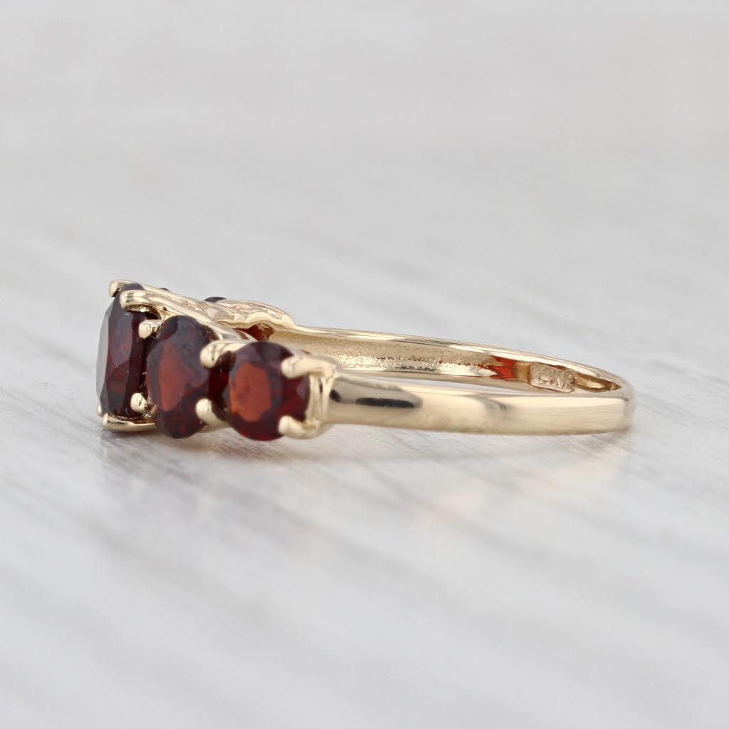 3ctw Garnet 5-Stone Ring 14k Yellow Gold Size 6.75 Stackable