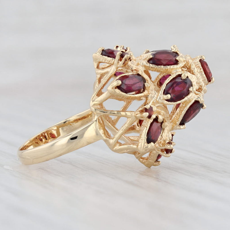 Light Gray 4ctw Garnet Cocktail Ring 14k Yellow Gold Size 4.75 Domed Cluster