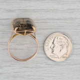 9.65ct Smoky Quartz Ring 18k Rose Gold Size 5.75 Emerald Cut Solitaire